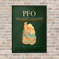 Thumbnail for Paphos International Airport PFO vertical canvas print - framed - dark green background
