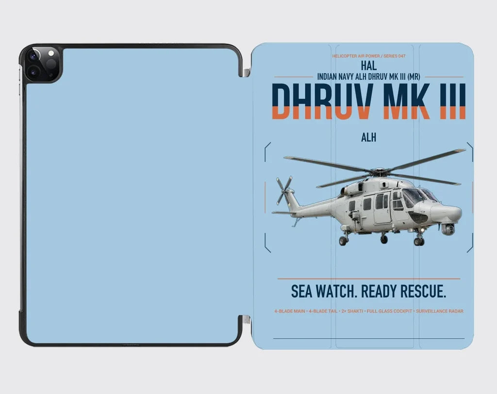 HAL ALH Dhruv Mk III design on light blue ipad tablet case