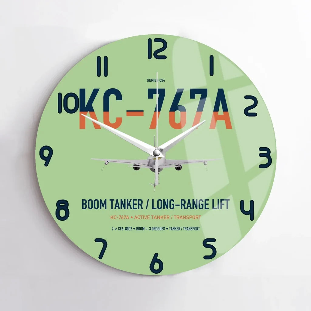 Boeing KC-767A design on light green no frame wall clock