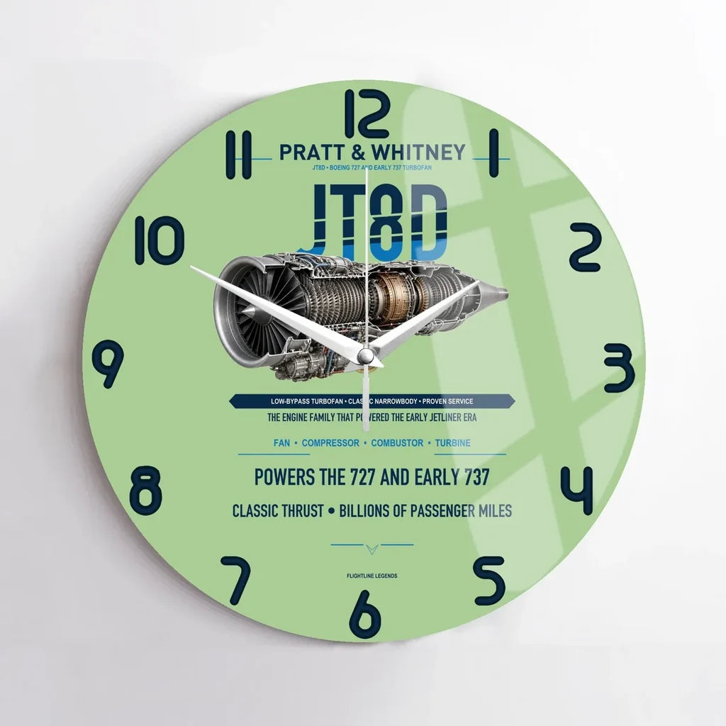 JT8D design on light green no frame wall clock