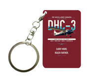Thumbnail for DHC-3 Otter design on dark red designed key chain, double-side print