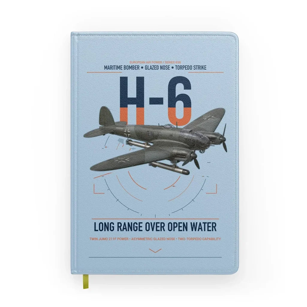 Heinkel He 111H-6 design on light blue notebook