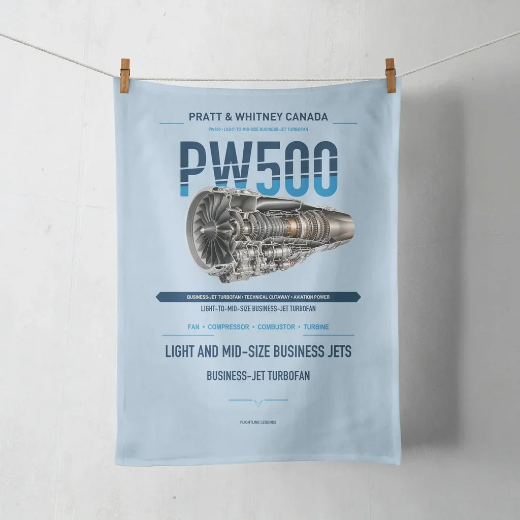 PW500 design on light blue towel