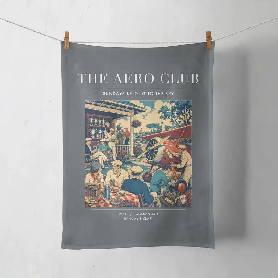 VINTAGE G4047 - The Aero Club - Designed Towels design on gray