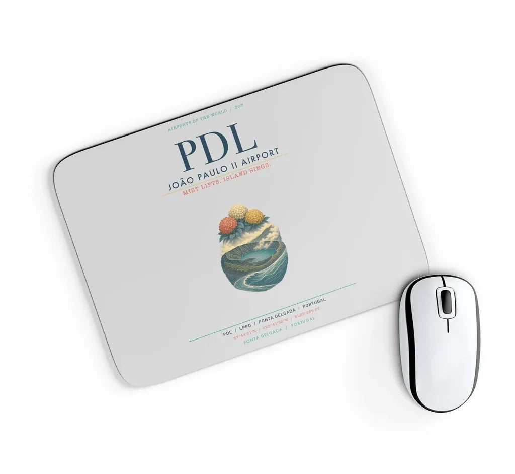 João Paulo II Airport (PDL) design on light gray rectangle mouse pad