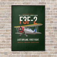 Thumbnail for F3F-2 Last Biplane First Fight vertical canvas print - framed - dark green background