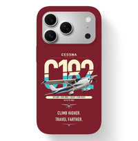 Thumbnail for Cessna 182 Skylane design on dark red magsafe iphone case, for iPhone 17 Pro
