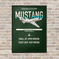 Thumbnail for Cessna Citation Mustang vertical canvas print - framed - dark green background
