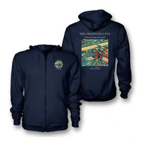 Thumbnail for VINTAGE G4008 - The Observer's Eye - Premium Zipped Hoodie design on navyblue