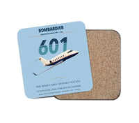 Thumbnail for Bombardier Challenger 601 design on light blue 1 piece coaster
