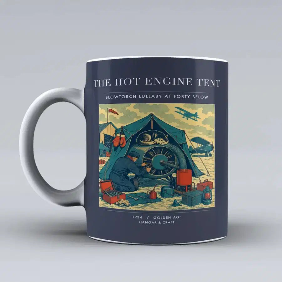 VINTAGE G4356 - The Hot Engine Tent - Ceramic Mug design on darkblue