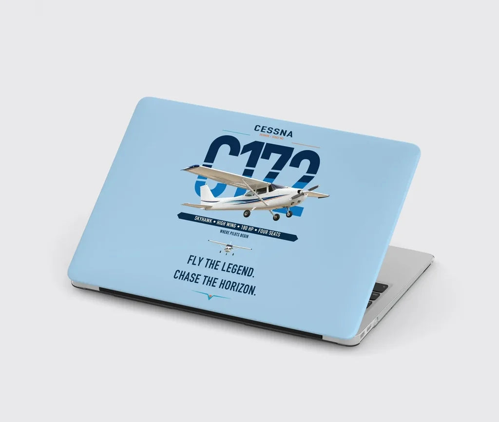 Cessna 172 Skyhawk design on light blue MacBook case