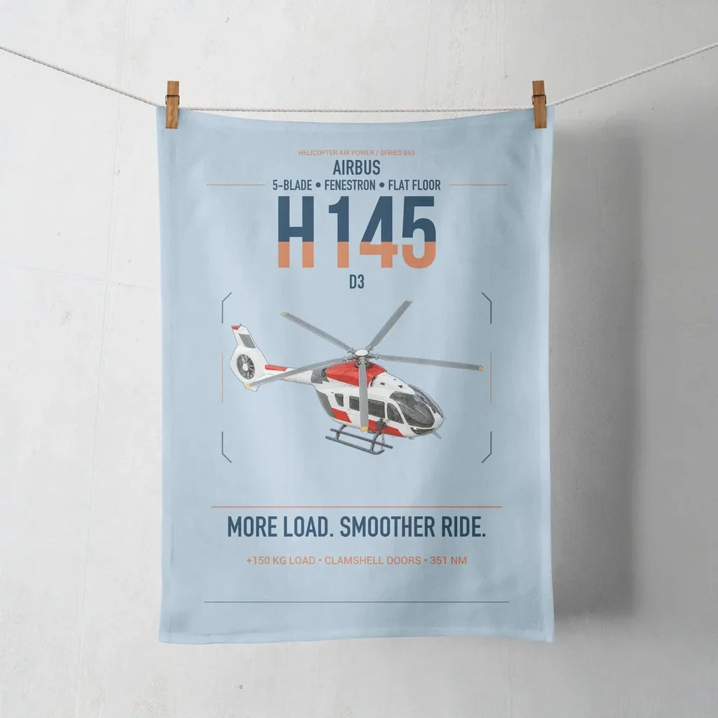 Airbus H145 D3 design on light blue towel