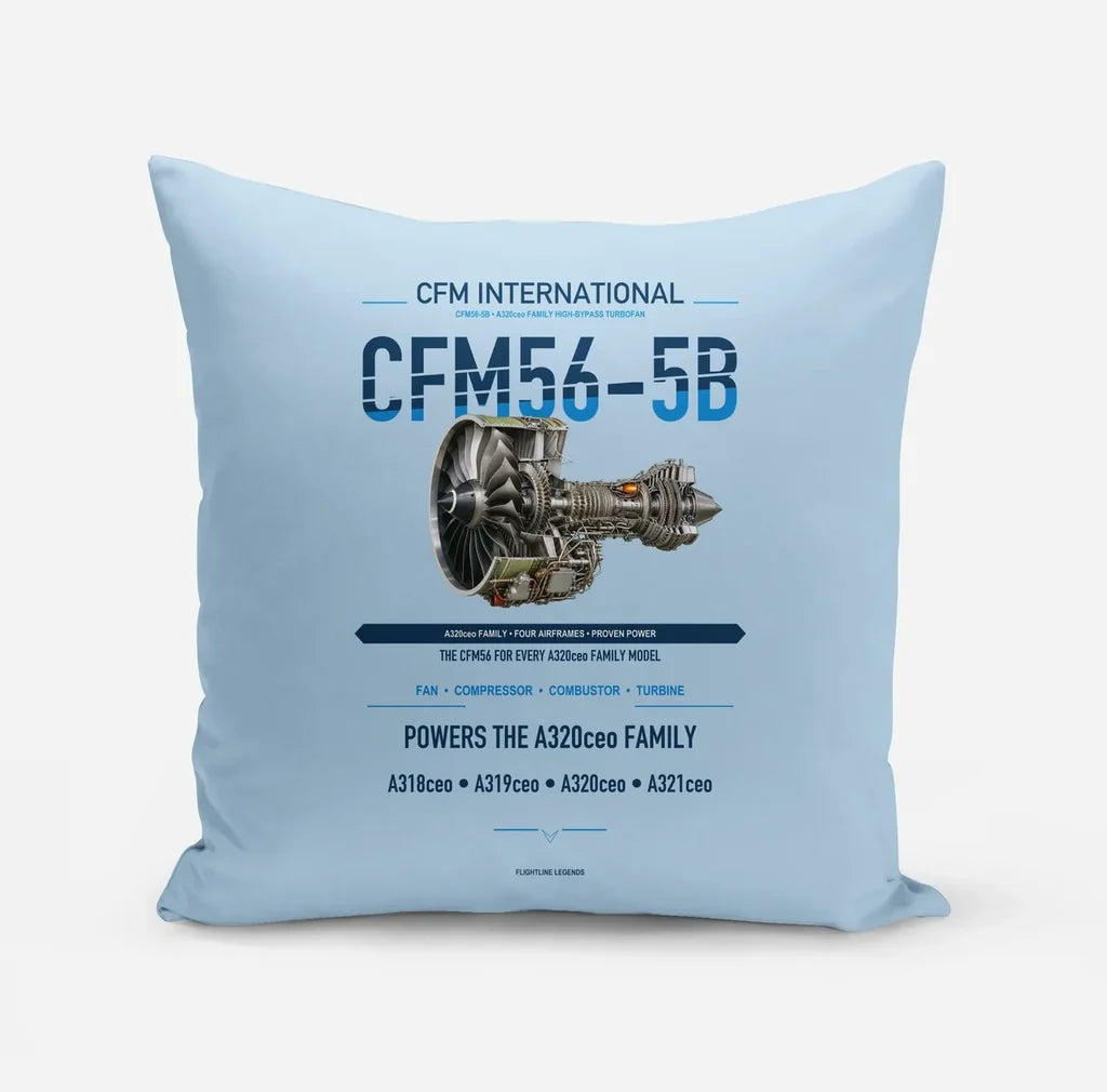 CFM56-5B design on light blue pillow