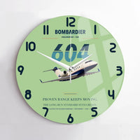 Thumbnail for Bombardier Challenger 604 design on light green no frame wall clock