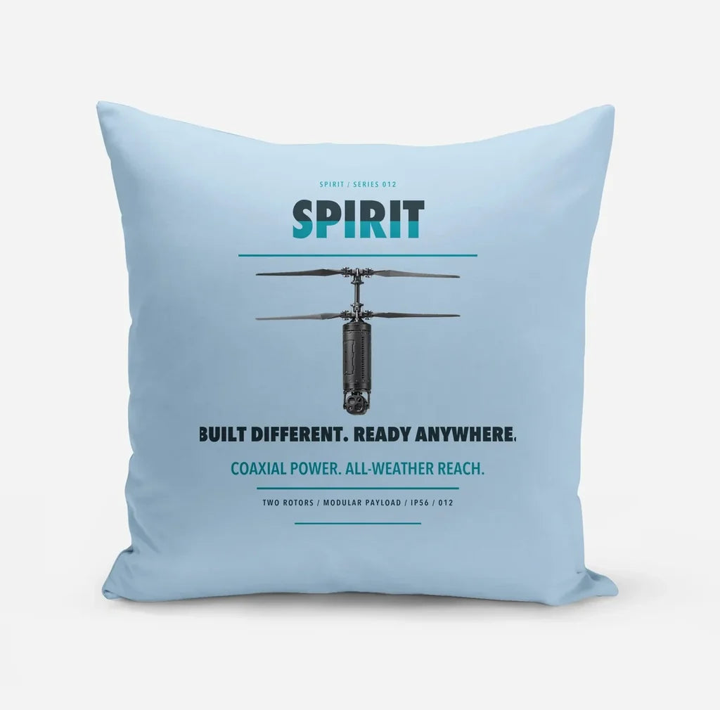 Ascent AeroSystems Spirit design on light blue pillow