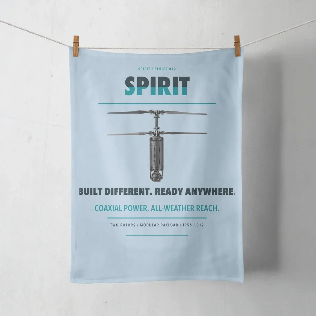 Ascent AeroSystems Spirit design on light blue towel