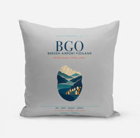 Thumbnail for Bergen Airport Flesland (BGO) design on light gray pillow