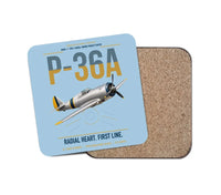 Thumbnail for P-36A Hawk design on light blue 1 piece coaster