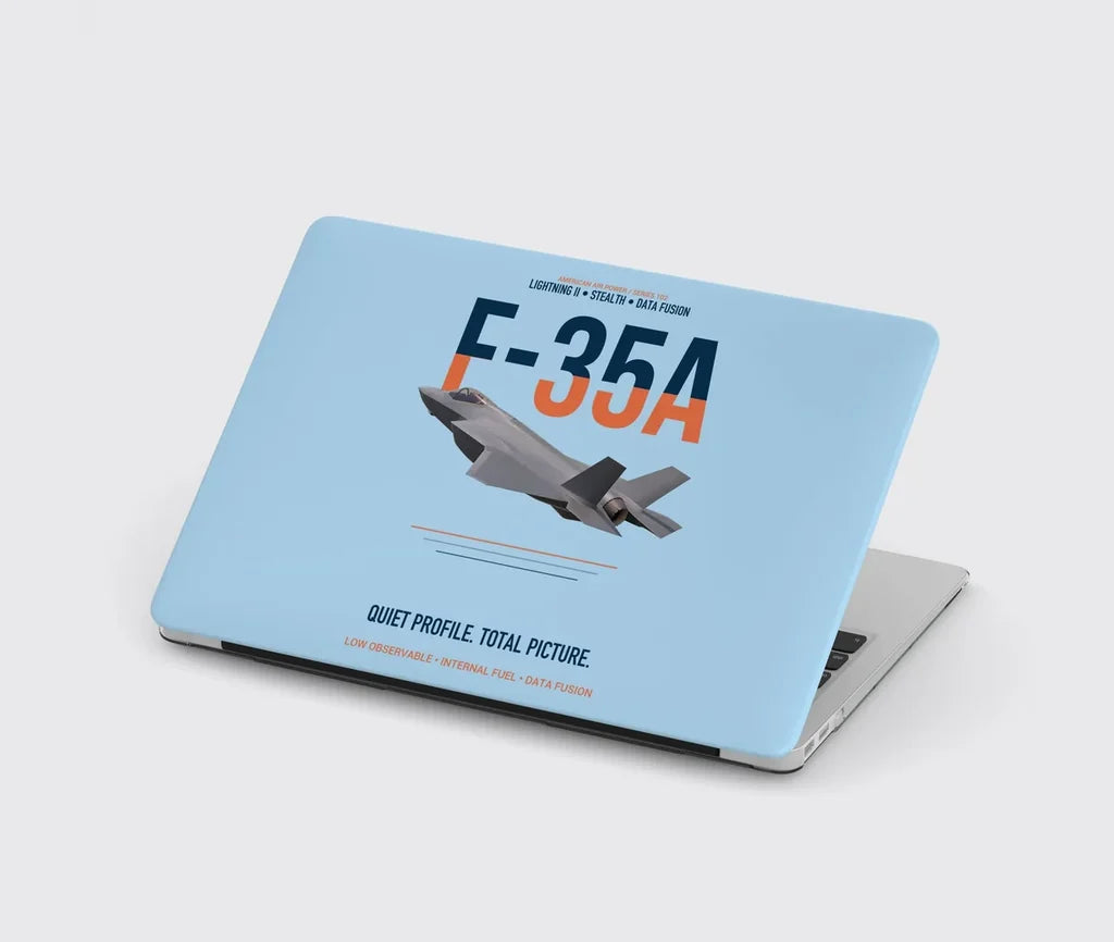 F-35A Lightning II Quiet Profile Total Picture design on light blue MacBook case