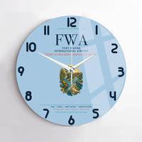 Thumbnail for Fort Wayne International Airport (FWA) design on light blue no frame wall clock