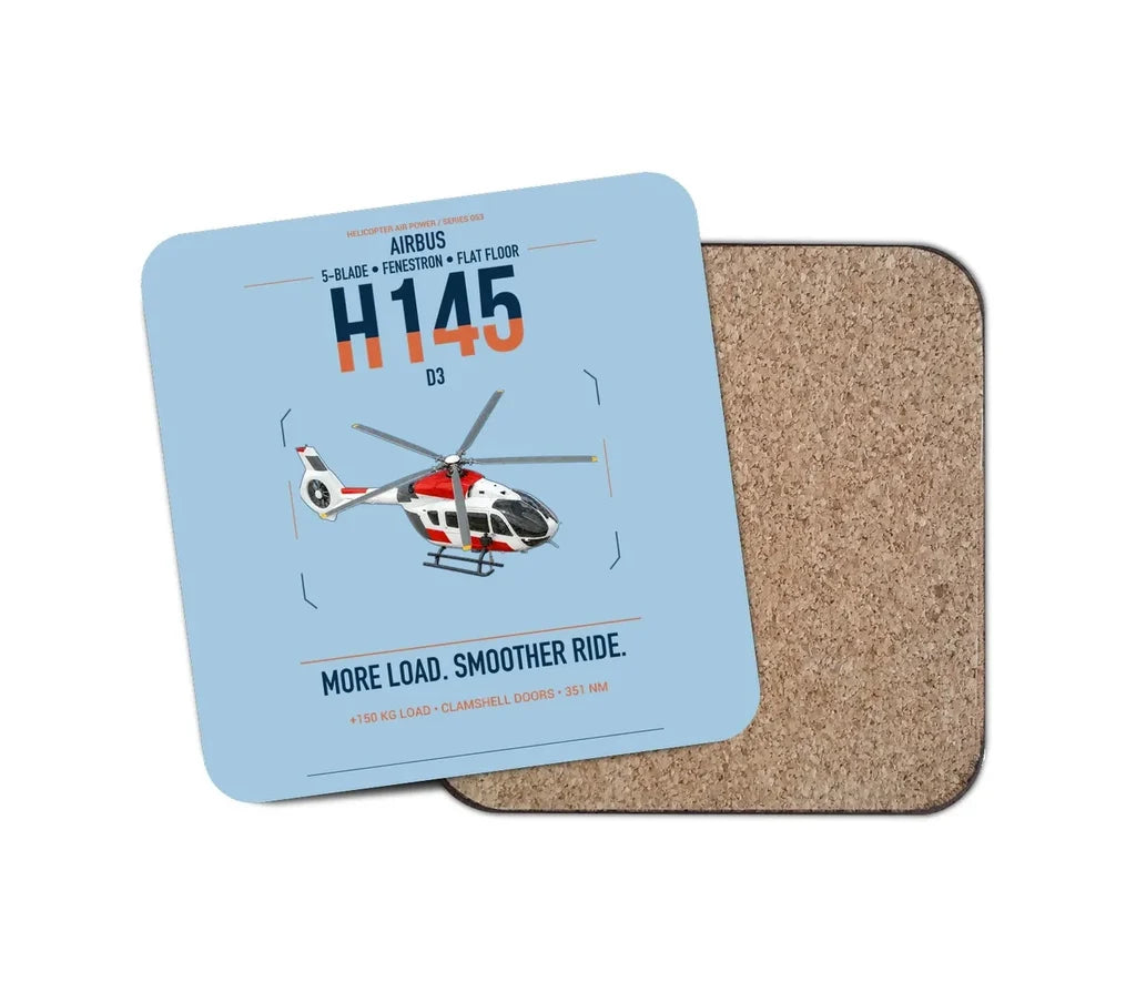 Airbus H145 D3 design on light blue 1 piece coaster