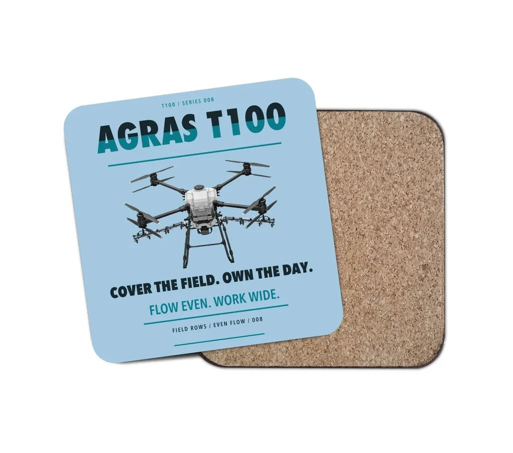DJI Agras T100 design on light blue 1 piece coaster