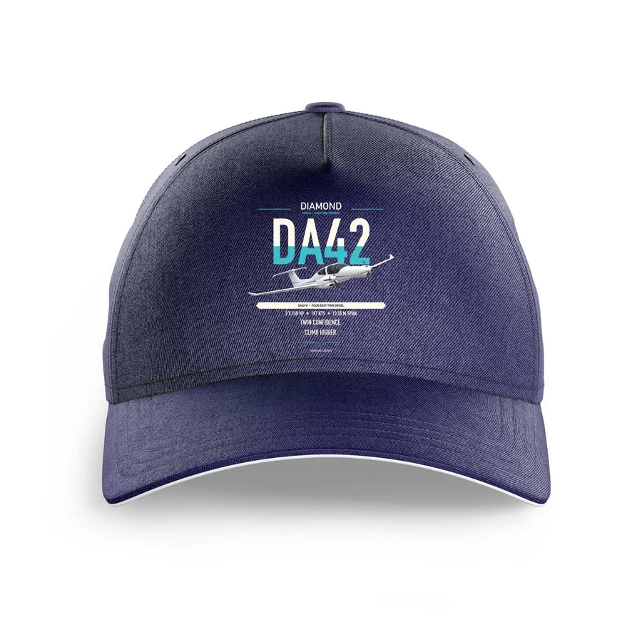 Diamond DA42-VI design on dark blue printed hat