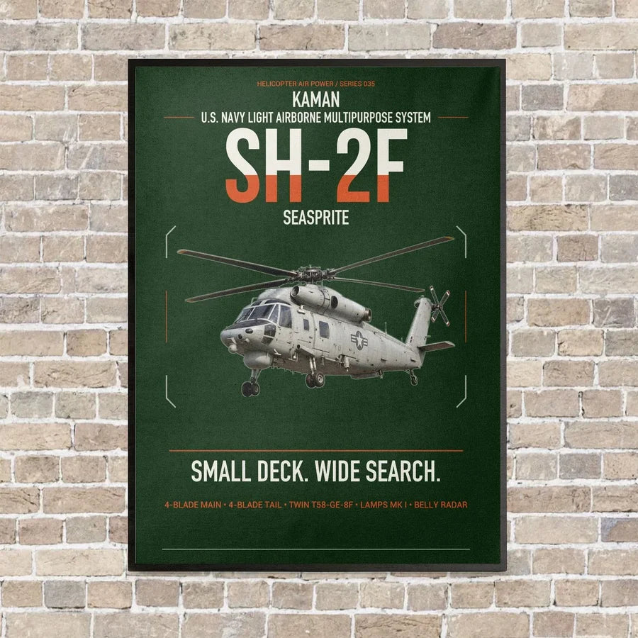 Kaman SH-2F Seasprite vertical canvas print - framed - dark green background
