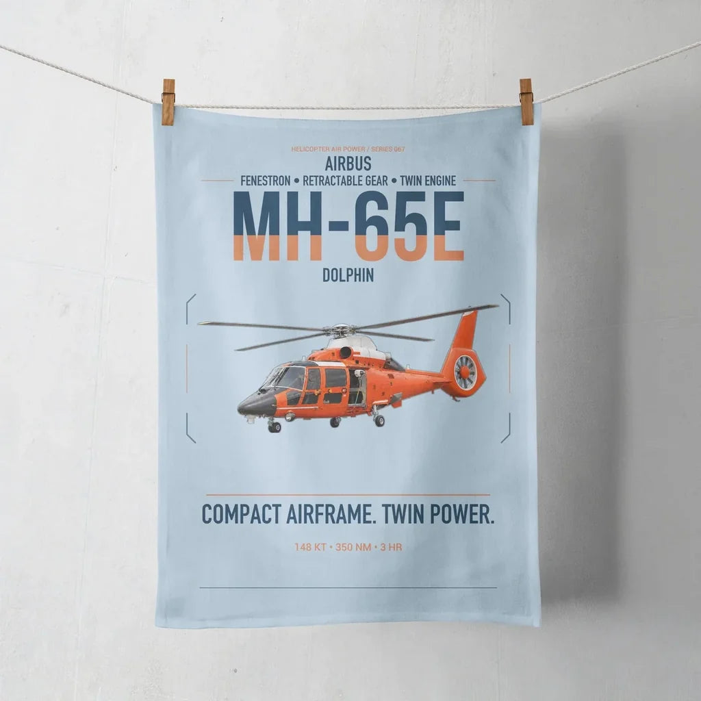 Airbus MH-65E Dolphin design on light blue towel