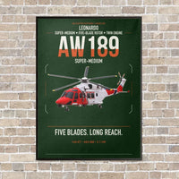Thumbnail for Leonardo AW189 vertical canvas print - framed - dark green background