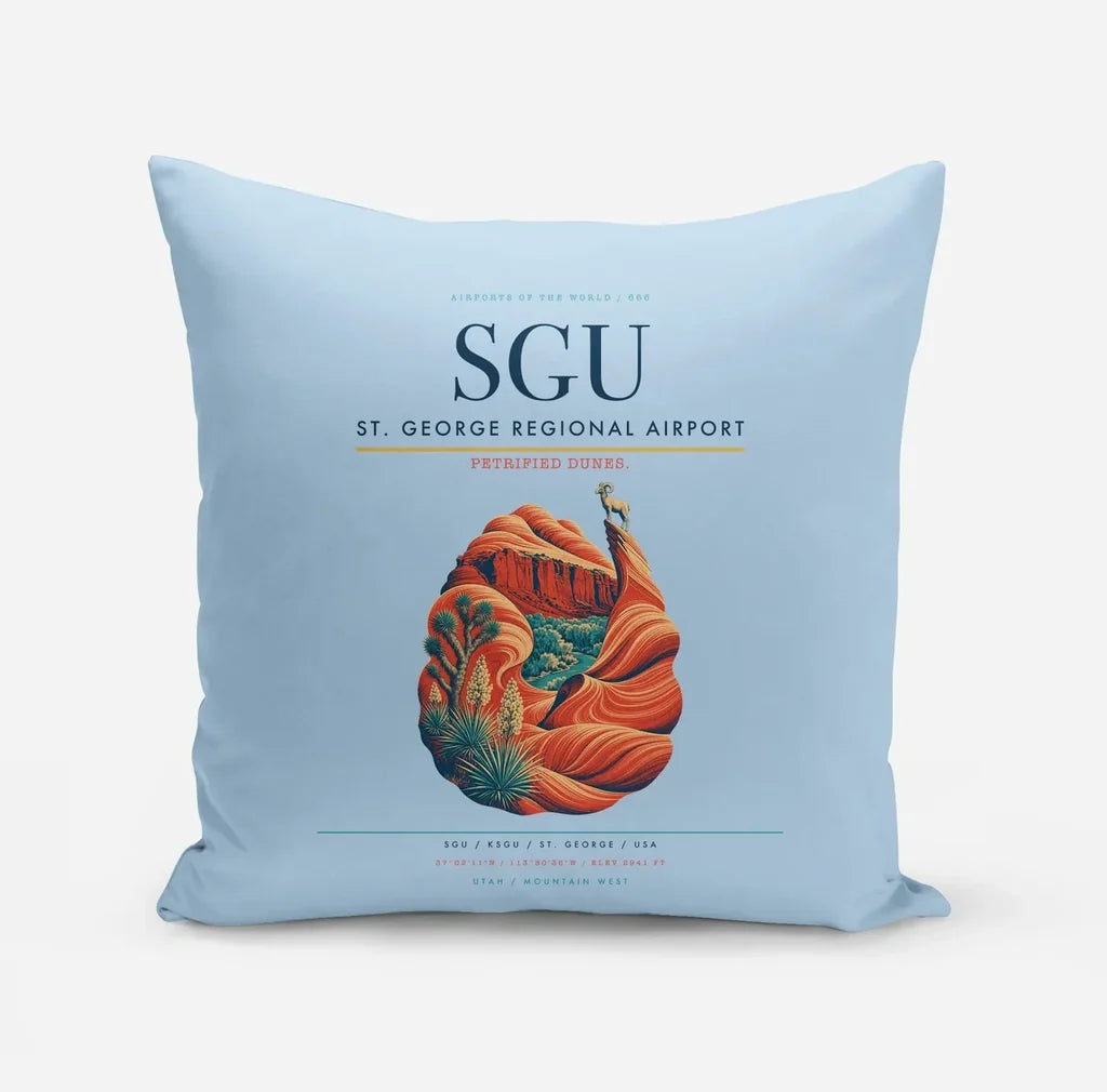St. George Regional Airport (SGU) design on light blue pillow