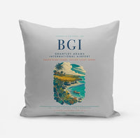 Thumbnail for Grantley Adams International Airport (BGI) design on light gray pillow