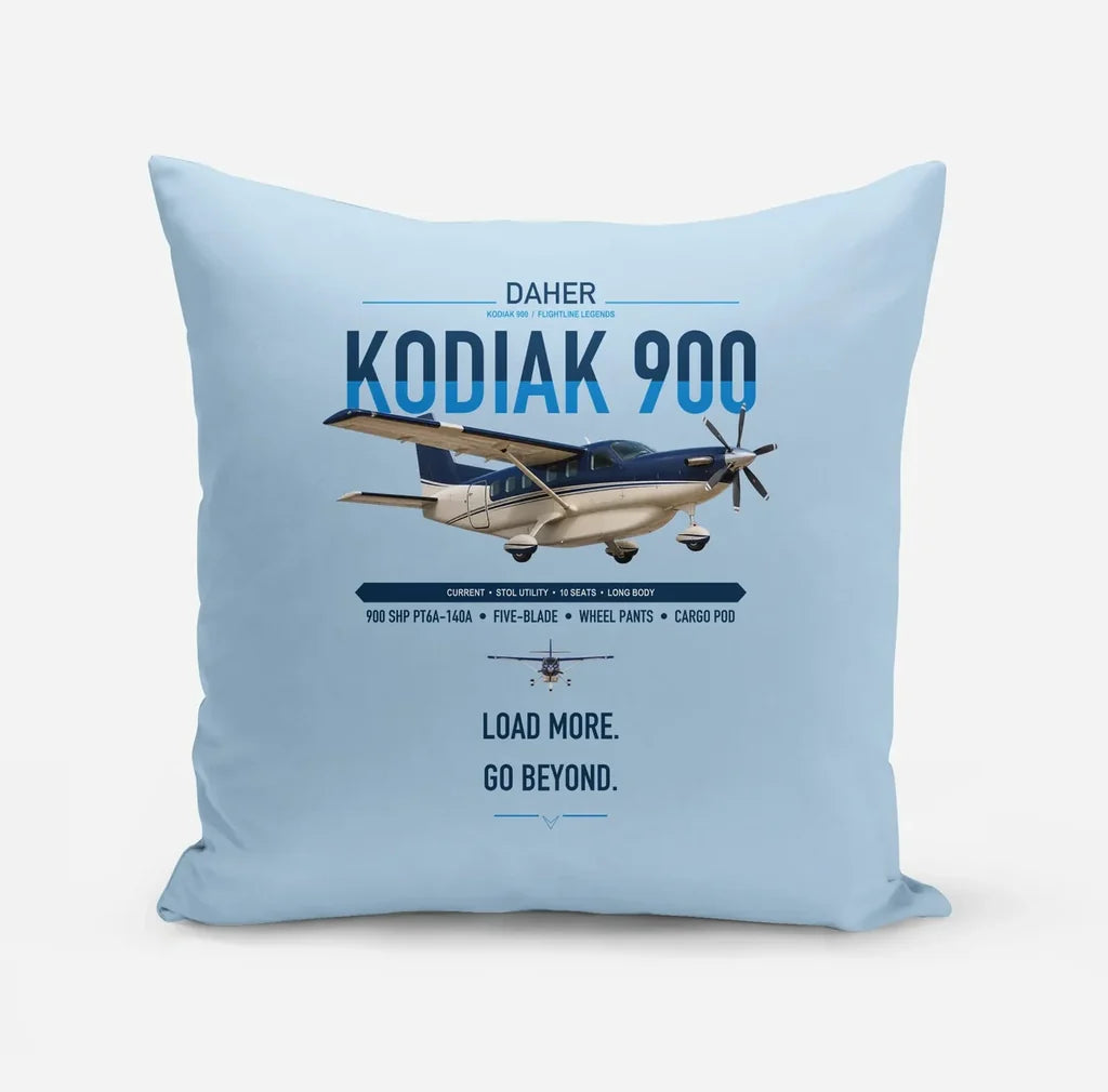 Daher Kodiak 900 design on light blue pillow