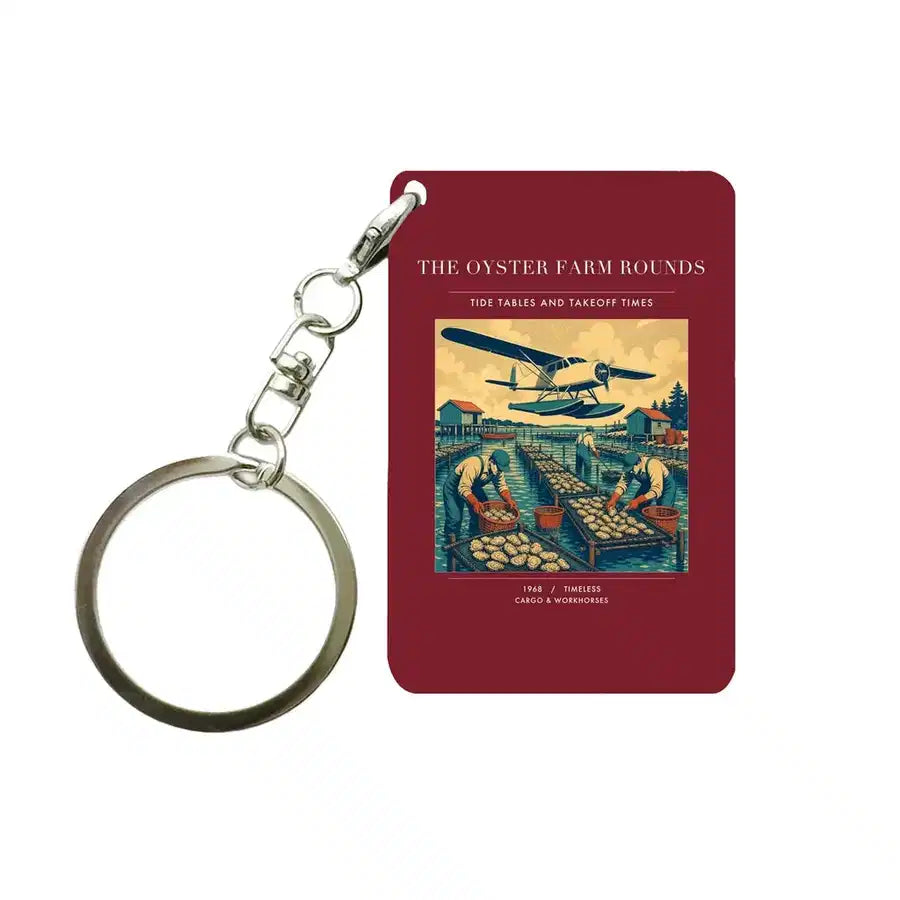 VINTAGE G4446 - The Oyster Farm Rounds - Designed Key Chain design on darkred