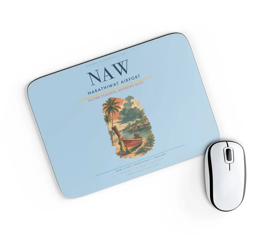 Narathiwat Airport (NAW) design on light blue rectangle mouse pad