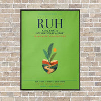 Thumbnail for King Khalid International Airport RUH vertical canvas print - framed - light green background