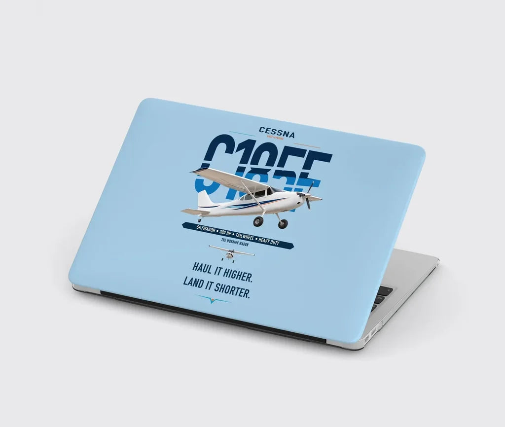 Cessna A185F Skywagon design on light blue MacBook case