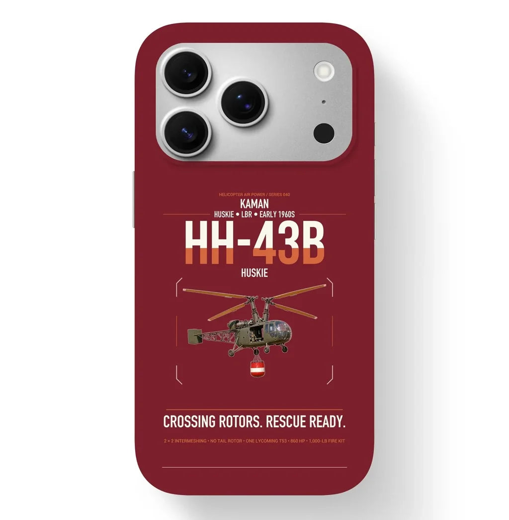 Kaman HH-43B Huskie design on dark red magsafe iphone case, for iPhone 17 Pro