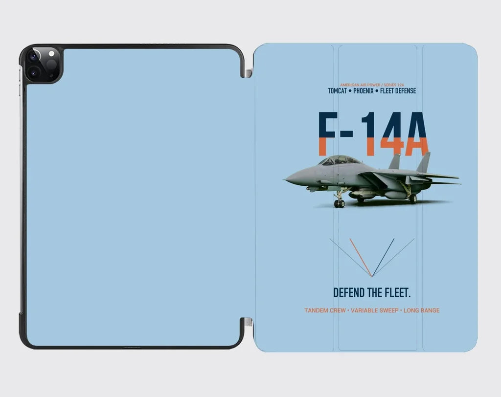 F-14A Tomcat Defend The Fleet design on light blue ipad tablet case
