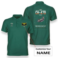 Thumbnail for Boeing CH-47D design on green+name double-side polo t-shirt, double-side print