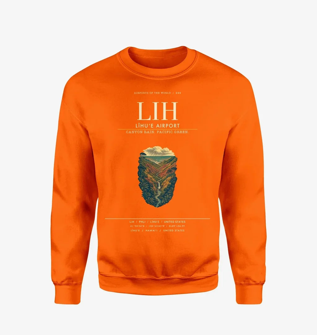 Līhuʻe Airport (LIH) design on orange sweatshirt