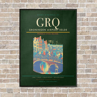 Thumbnail for Groningen Airport Eelde GRQ vertical canvas print - framed - dark green background