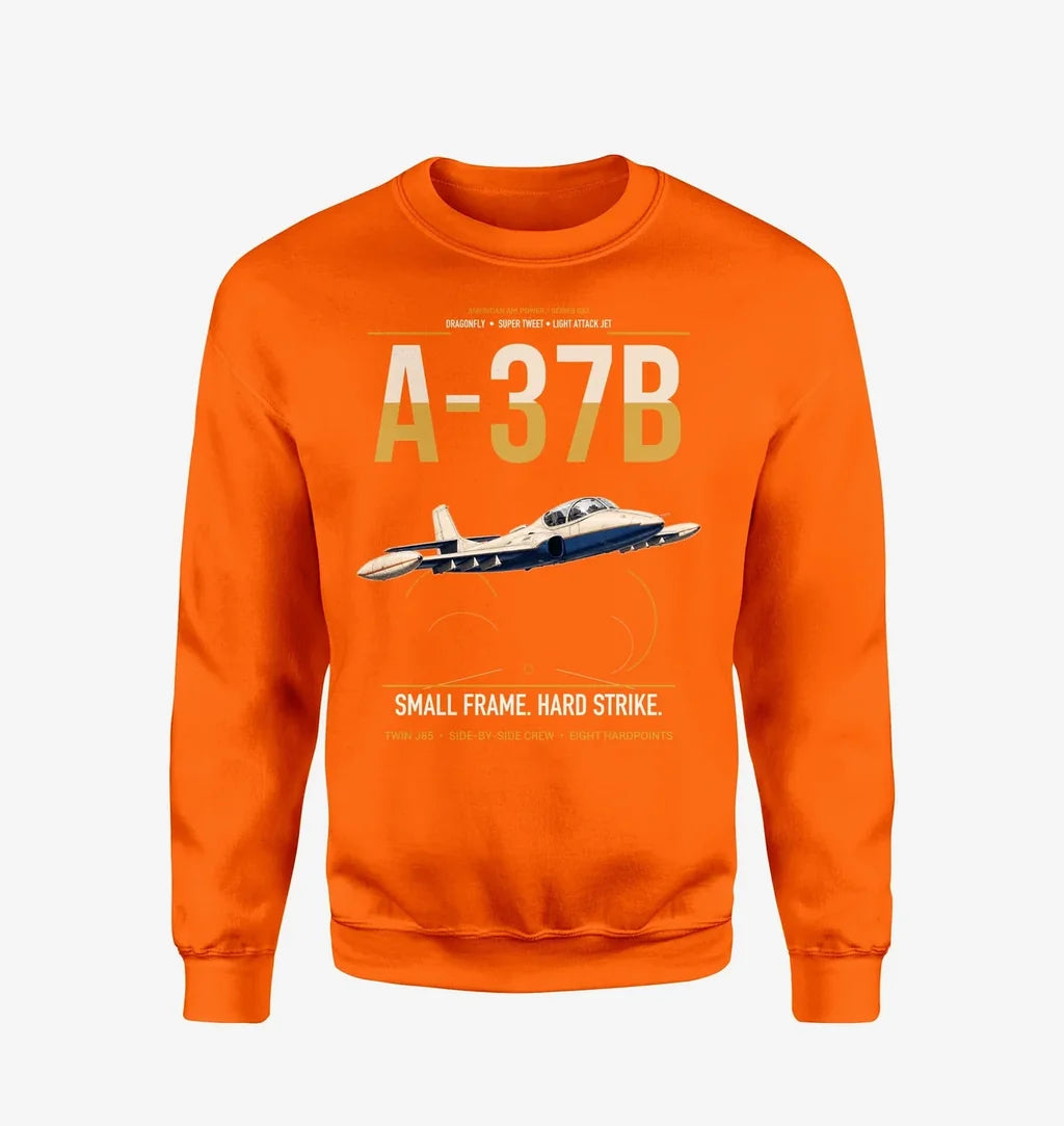 A-37B Dragonfly design on orange sweatshirt
