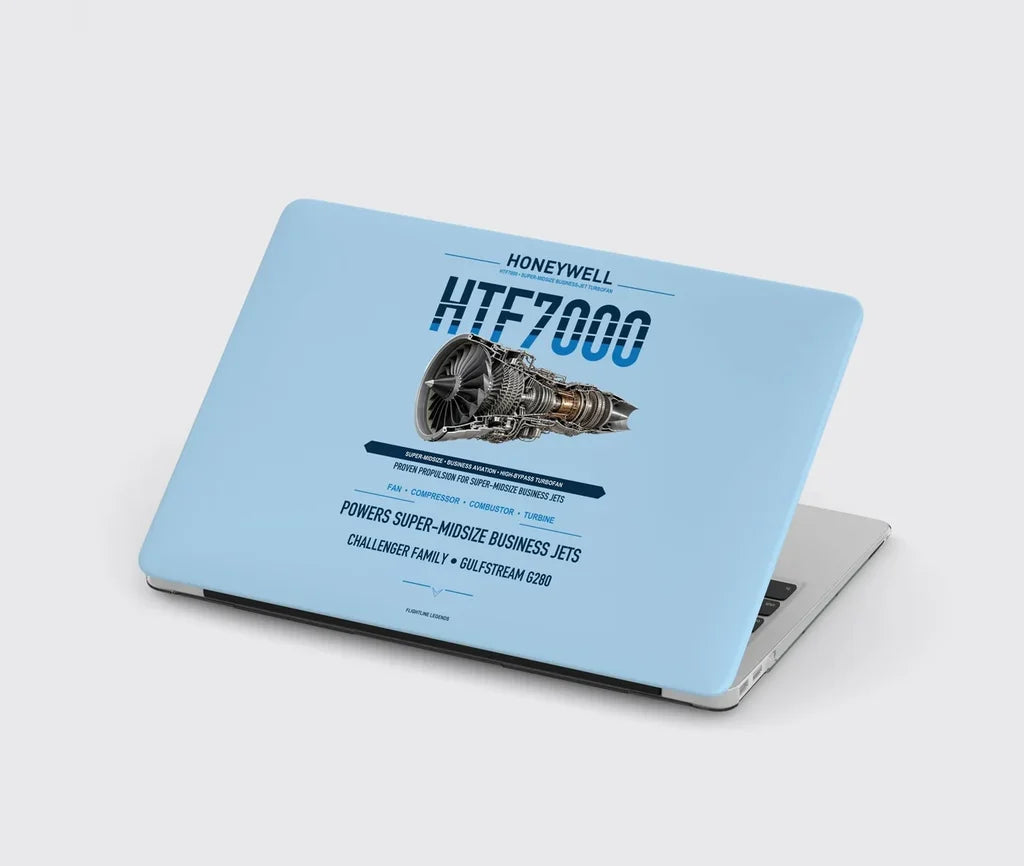 HTF7000 design on light blue MacBook case