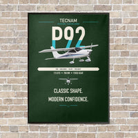 Thumbnail for Tecnam P92 Echo MkII vertical canvas print - framed - dark green background