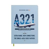 Thumbnail for Airbus A321XLR design on light blue notebook