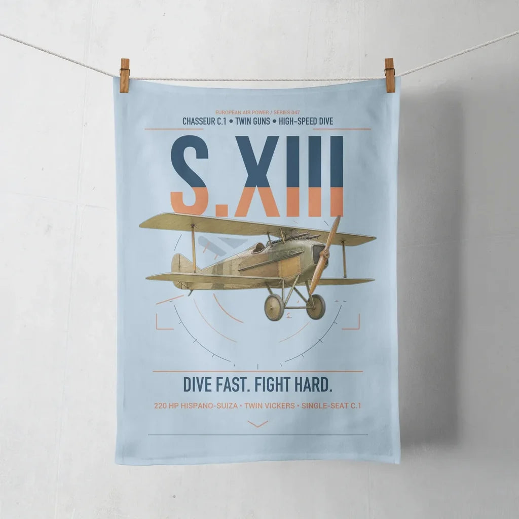 SPAD S.XIII C.1 design on light blue towel