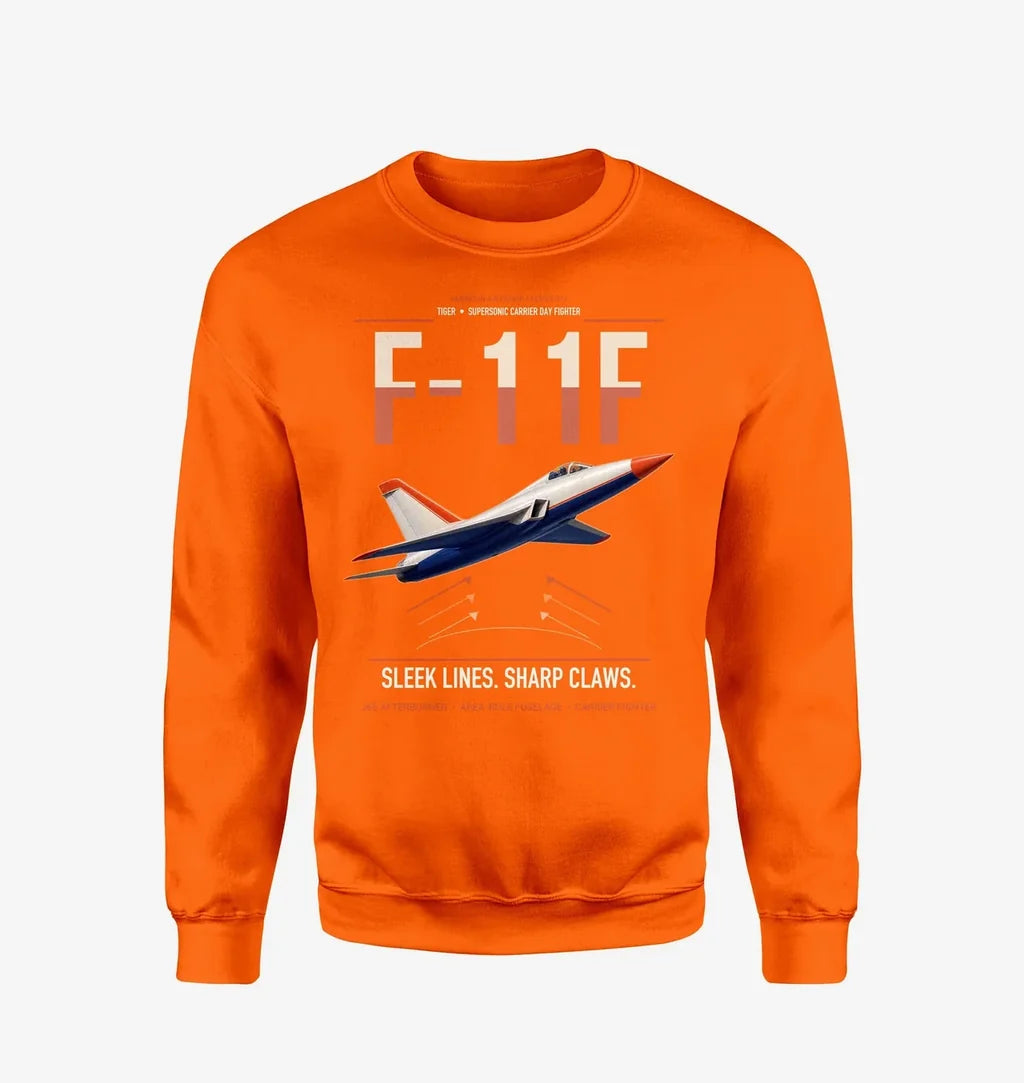 F-11F Tiger design on orange sweatshirt