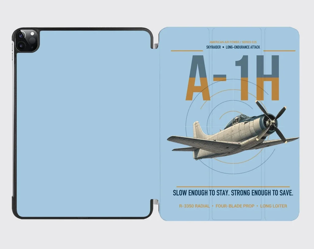A-1H Skyraider design on light blue ipad tablet case